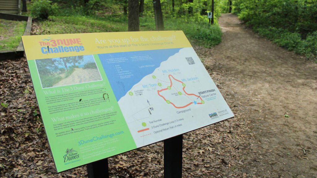 3 Dune Challenge trail map at Indiana Dunes State Park